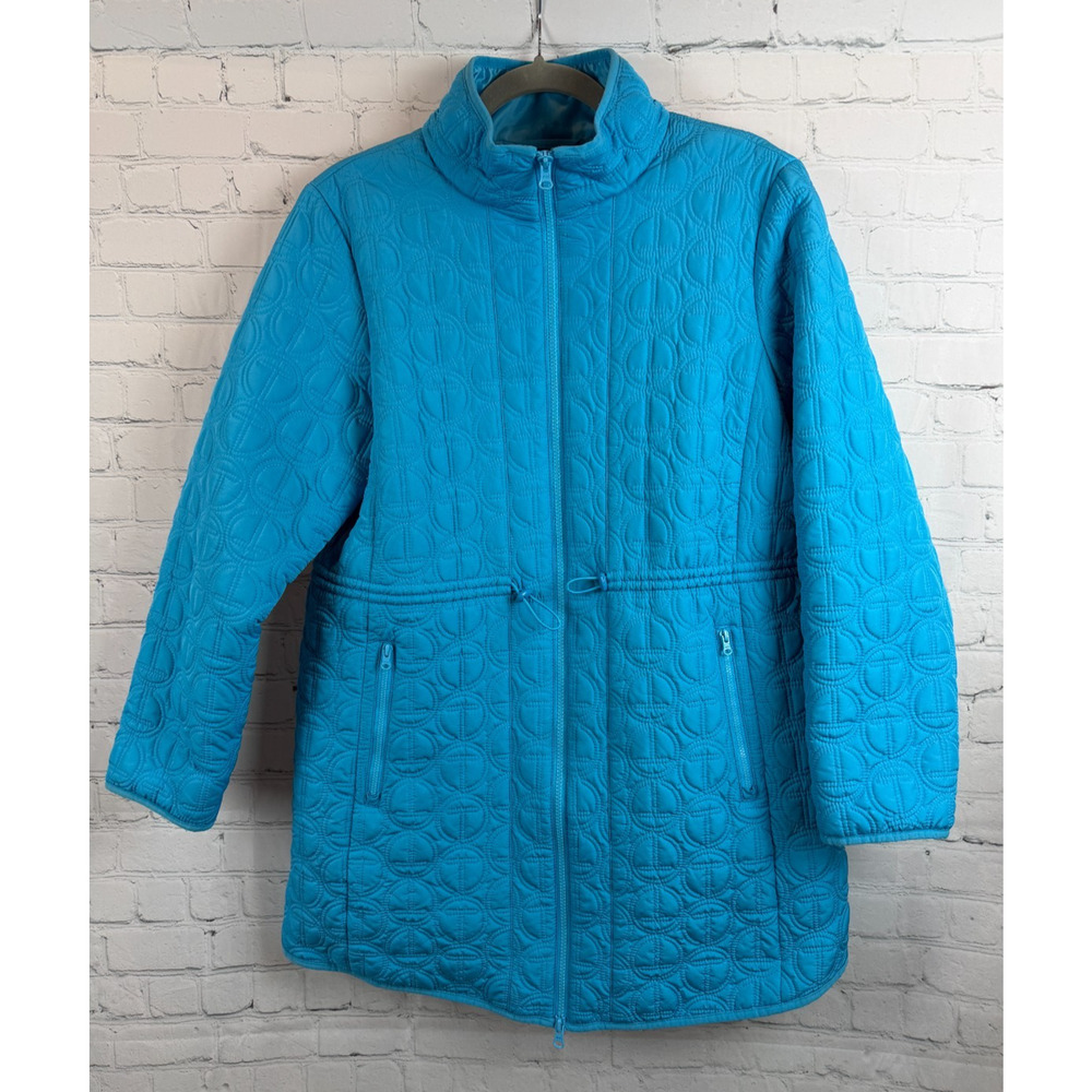 TALBOTS sky blue quilted full zip jacket blazer size Lp